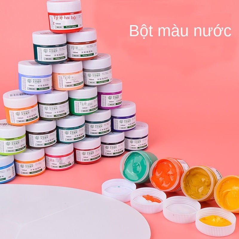 ❍Bột màu sơn bộ nghệ thuật học sinh vật liệu vẽ công cụ đặc biệt trẻ em nước hộp nhỏ cầm tay không độc hại
