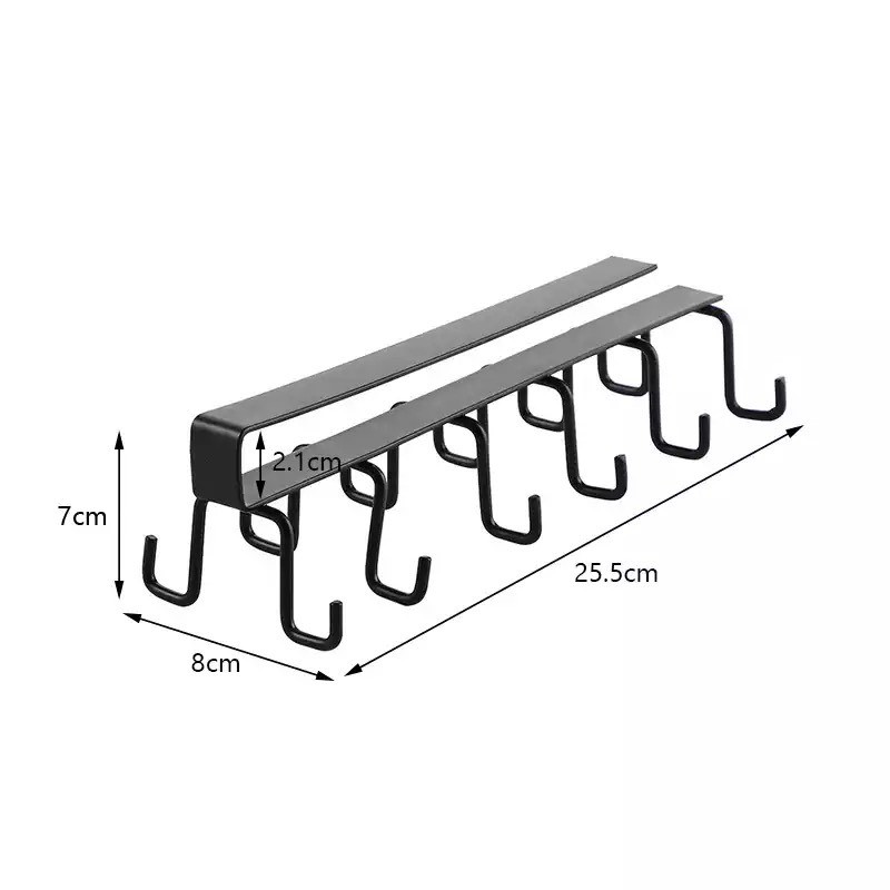 Móc treo đồ đa năng gắn cài kẹp dưới tủ bếp quần áo kệ bàn để cốc ly dụng cụ nấu ăn bằng sắt tiện lợi