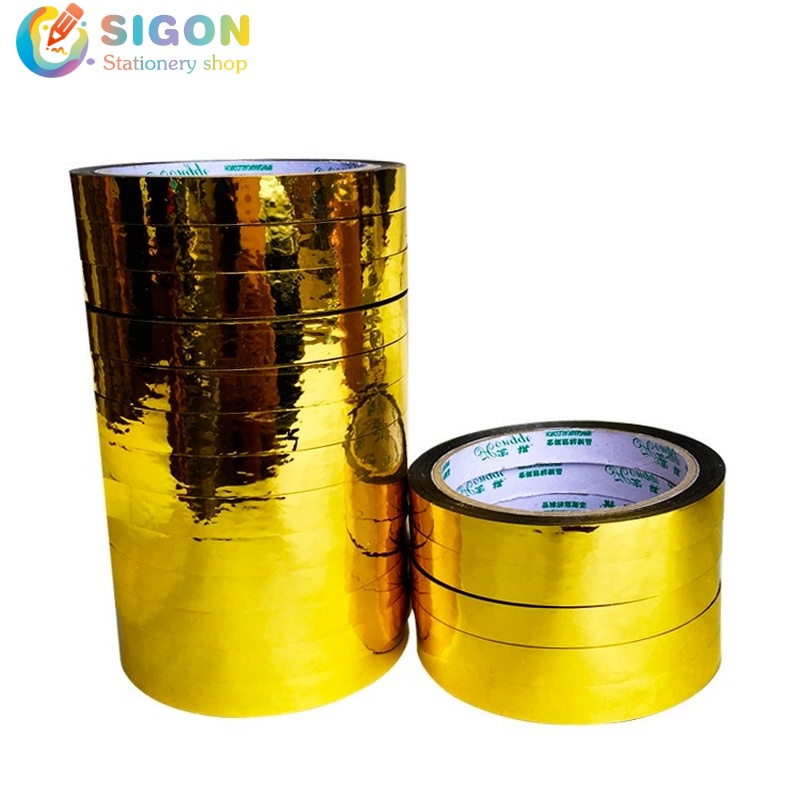Cuộn Băng Keo Dán Trang Trí Màu Vàng Laser Lấp Lánh 50m DIY