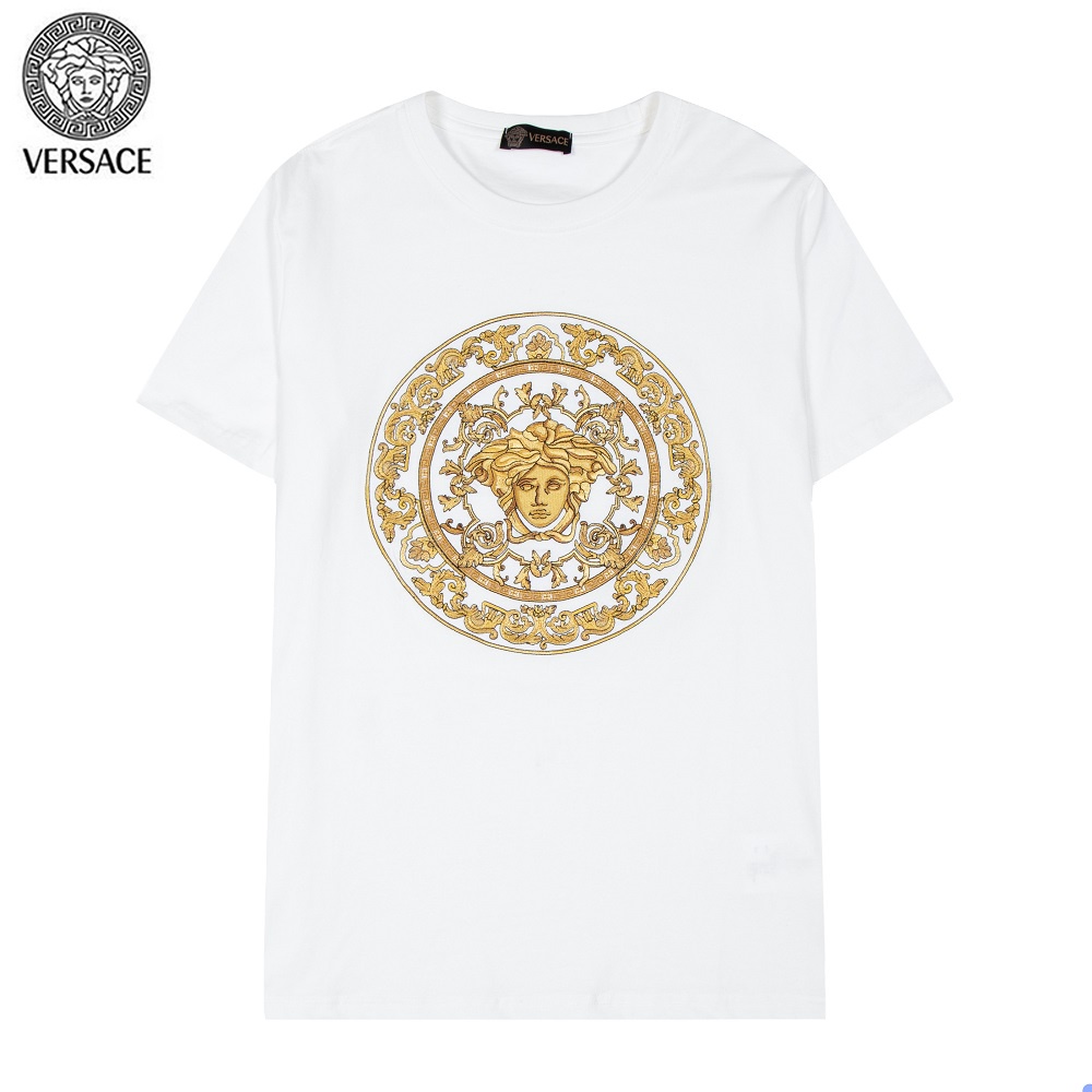 Áo Thun Tay Ngắn Chất Liệu cotton Họa Tiết Thêu Versace Cao Cấp Thời Trang