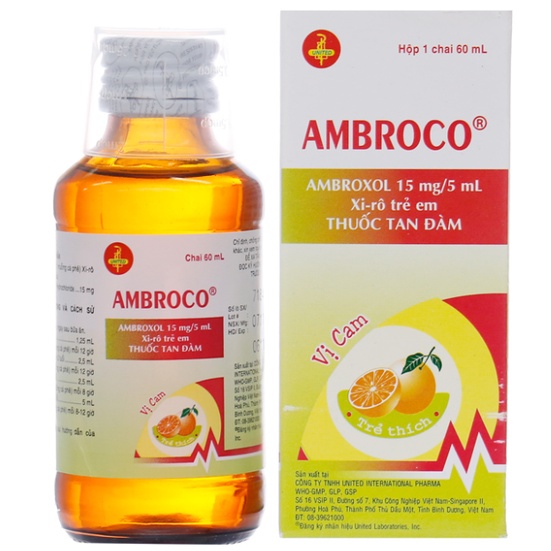 Long đờm, loãng đờm, giảm ho  Ambroco Ambroxol - Chai 60ml