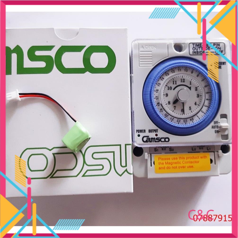 Công tắc hẹn giờ cơ CAMSCO TB35N 15A công suất lớn độ bền cao TẶNG PIN LƯU TRỮ