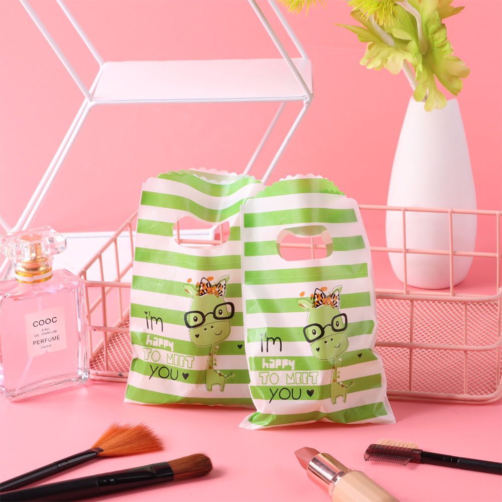 Set 50 Túi Nhựa Mini Có Tay Cầm 9*15CM Họa Tiết Dễ Thương Dùng Để Đựng Quà Tặng
