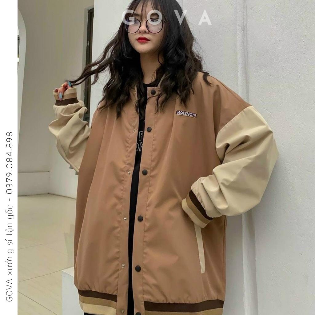 Áo khoác dù Bomber WASNOTP form rộng dù 2 lớp GAKD9 Áo khoác nam nữ phong cách Hàn Quốc GOVA