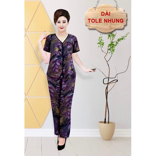 ĐỒ BỘ MẶC NHÀ TRUNG NIÊN TOLE  NHUNG Cài Nút Bigsize