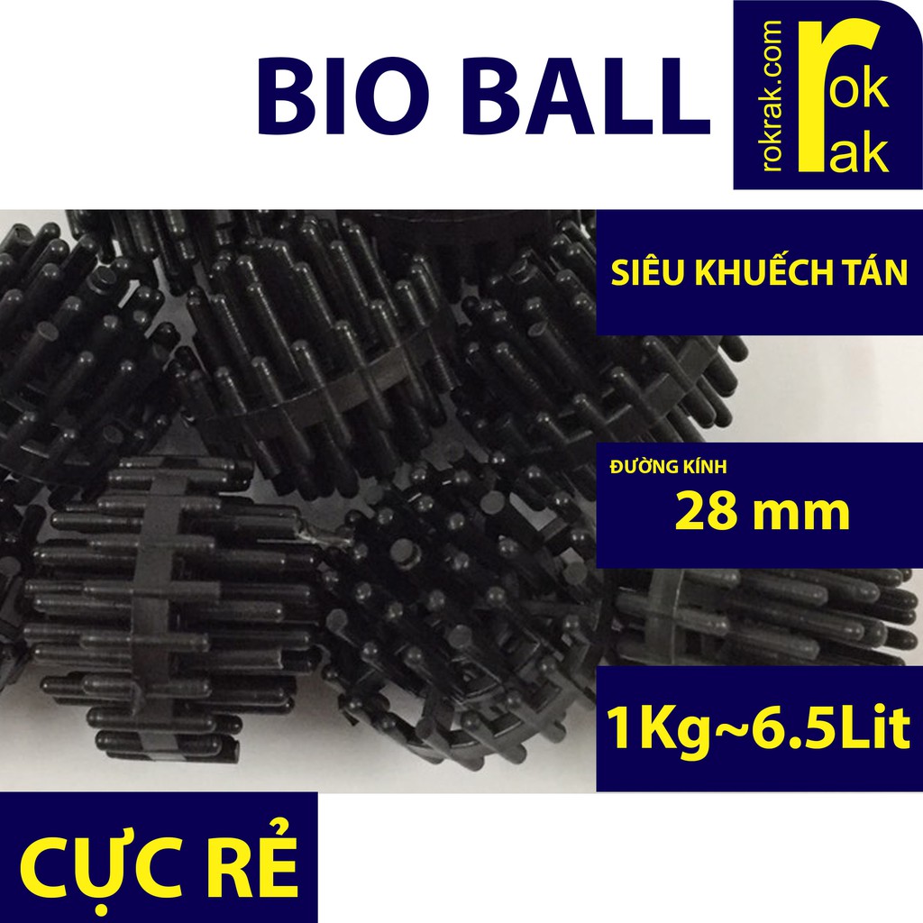 Vật liệu lọc bioball (Bio Ball) cầu gai 1kg cho lọc dàn mưa bakki lọc tràn