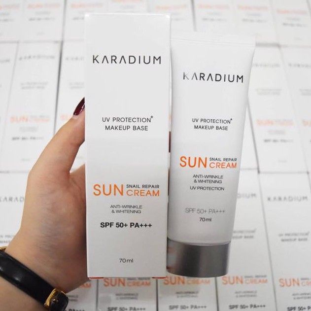 Kem Chống Nắng Karadium Snail Repair Sun Cream SPF 50+ PA +++ - HÀNG CHUẨN AUTH