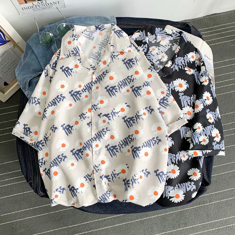 Áo Sơ Mi Ngắn Tay Form Rộng In Họa Tiết Phong Cách Nhật Bản Dành Cho Nam (M-3Xl)