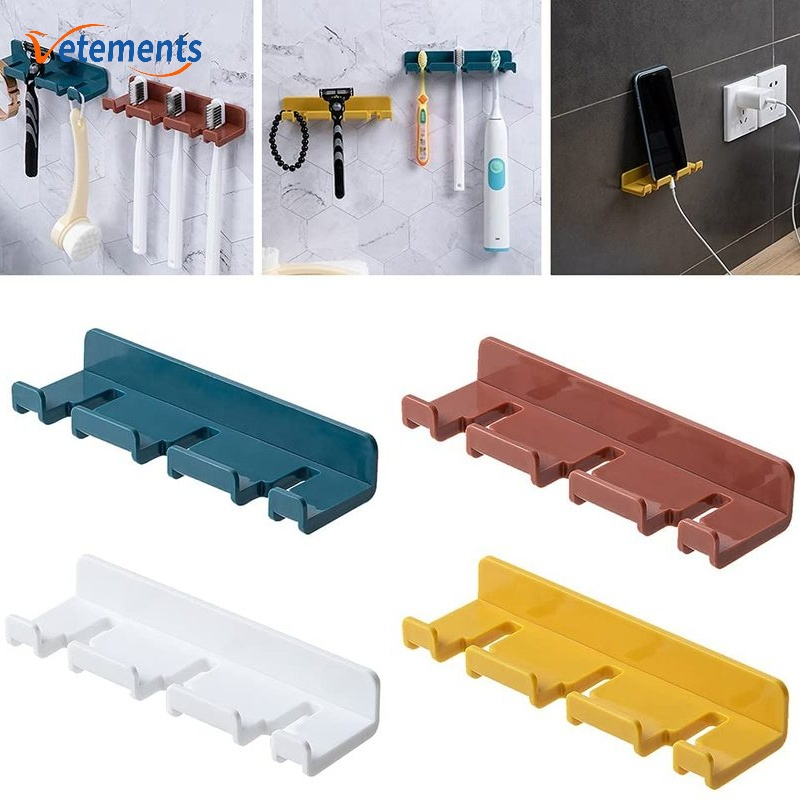 Giá Đỡ Treo Bàn Chải Đánh Răng/Dao Cạo Râu Dán Tường Không Cần Đục Lỗ 3 Ngăn Có Thể Tái Sử Dụng Cho Nhà Ở/Văn Phòng/Phòng Tắm