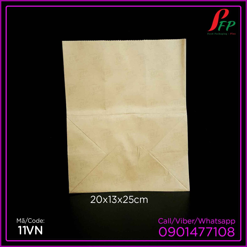 Túi giấy kraft nâu không quai 20x13 cao 25cm ĐỰNG RAU XANH