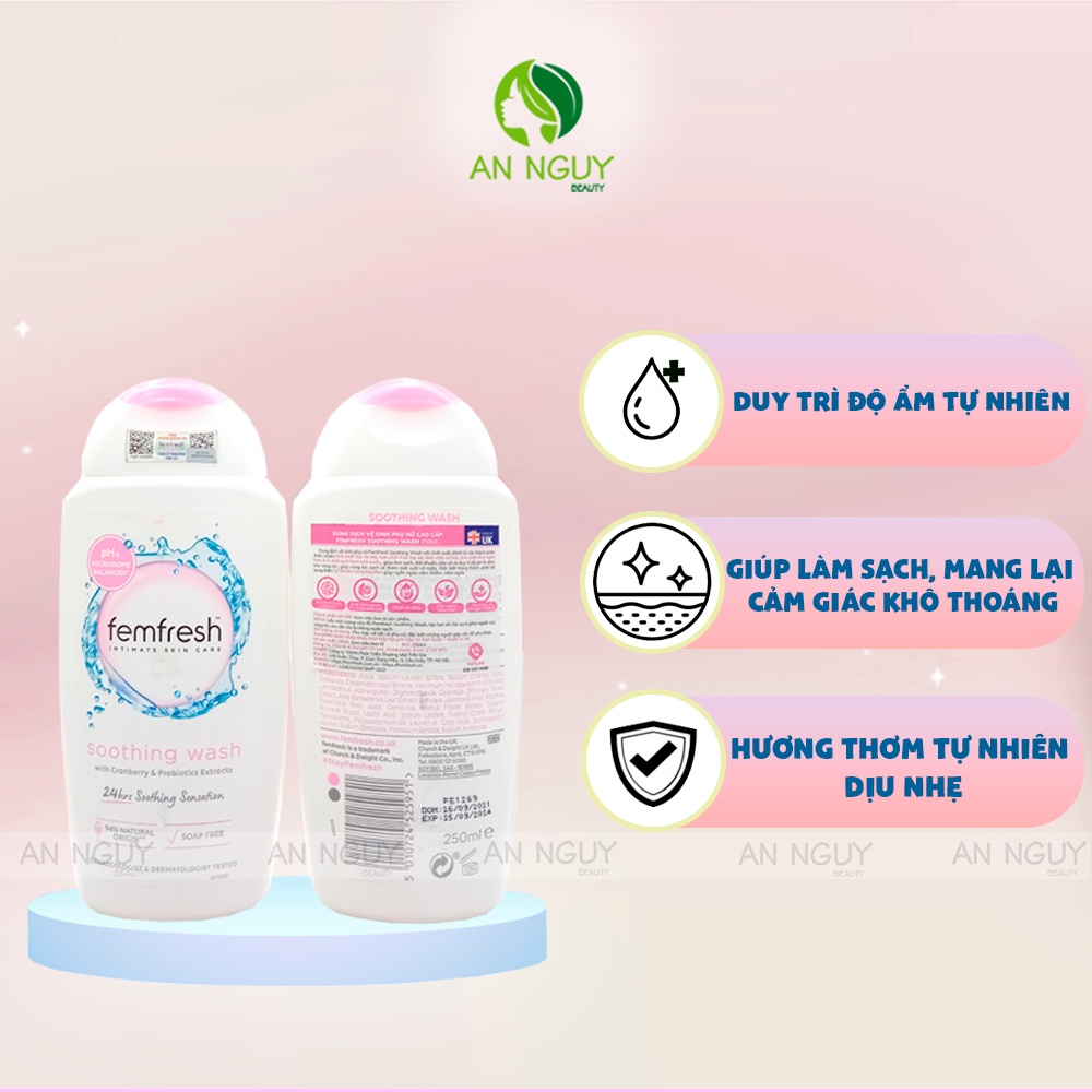 Dung dịch vệ sinh phụ nữ Femfresh Soothing Wash Hồng 250ml
