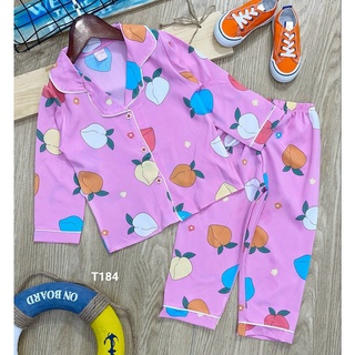 [11-22kg] Bộ đồ dài tay pijama kate lụa cho bé gái 061