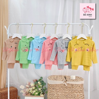 Bộ quần áo thu đông dài tay len tăm cho bé gái bé trai Minky Mom [HOT] Bộ đồ ngủ thu đông cho bé gáitrai HOTGA