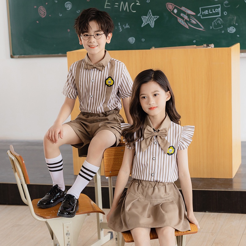 Bộ Đồng Phục Hai Mảnh Với Áo Tay Ngắn Phong Cách Anh Quốc Thời Trang Mùa Hè Mới Cho Học Sinh Tiểu Học