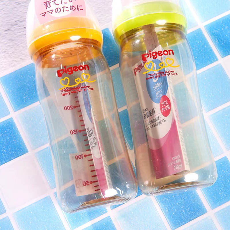 Bình sữa Pigeon cổ rộng nhập khẩu dung tích 160ml và 240ml chất liêu PPSU an toàn cho bé