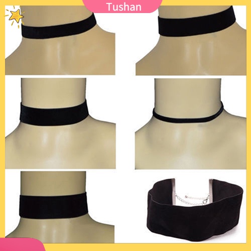 Vòng cổ choker nhung đen phong cách retro đơn giản xinh xắn cho nữ