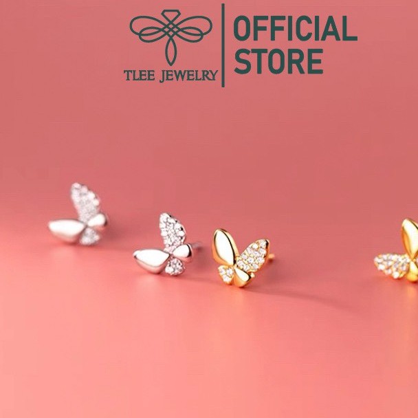 Khuyên tai bạc nữ TLEE cánh bướm nhỏ nạm đá xinh xắn TleeJewelry B0184