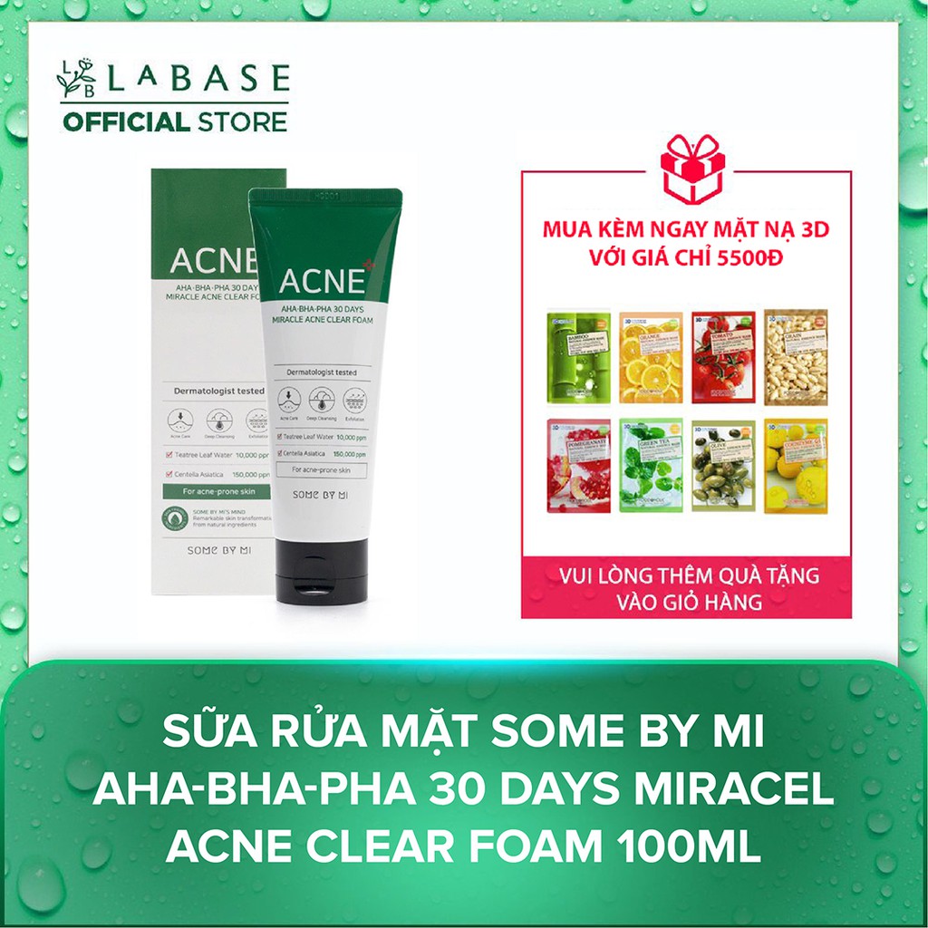 Sữa Rửa Mặt Some By Mi AHA-BHA-PHA 30 Days Miracel Acne Clear Foam 100ml - Hàng Nhập Khẩu