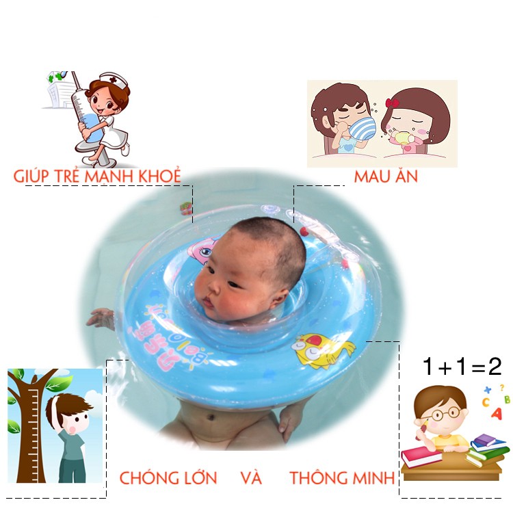 Vòng cổ bơi em bé 0-2 tuổi - Phao bơi bơm hơi cho bé sơ sinh an toàn khi tắm Phao cổ Bán chạy HOT