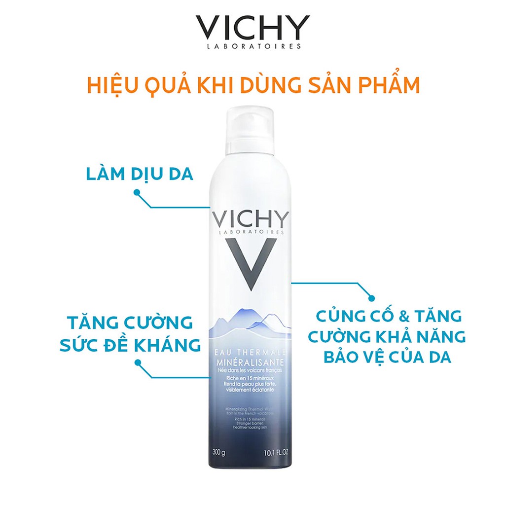 Xịt khoáng dưỡng da Vichy giúp phục hồi và làm dịu da tức thì, cân bằng độ pH EAU Mineralizing Thermal Water 300ml