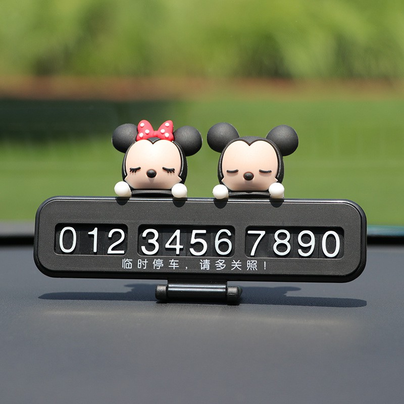 Thẻ Đậu Xe Tạm Thời Để Lại Số Điện Thoại Họa Tiết Hoạt Hình Mickey Minnie Pooh Gấu Hello Kitty Siêu Dễ