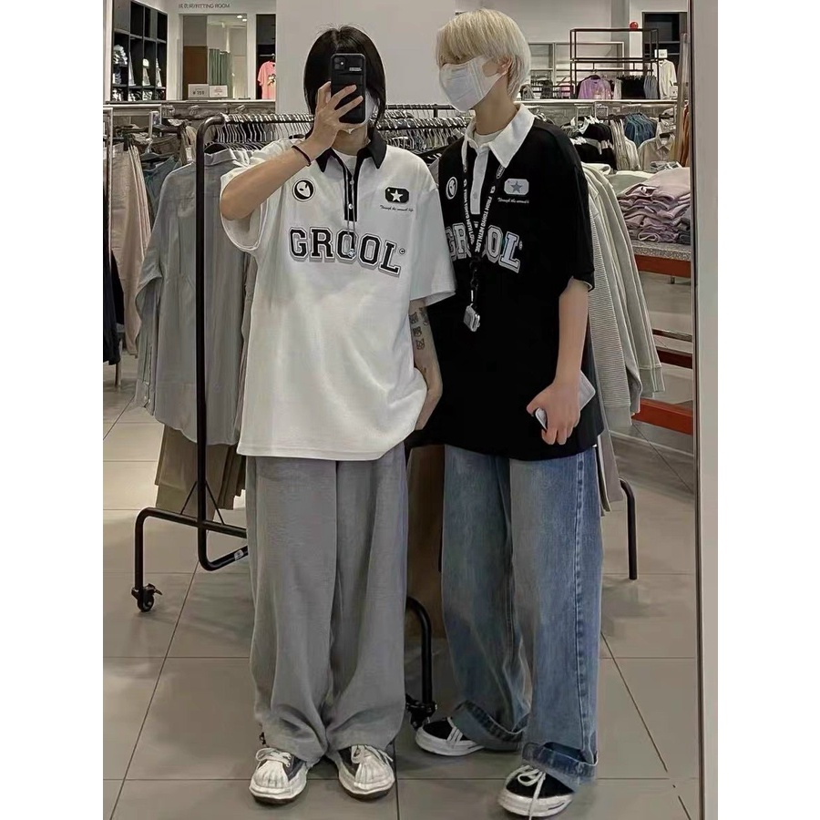 Áo Thun Nam Nữ Polo Cổ Lệch Phối Màu Cổ Bẻ Dày Mịn Thoáng Mát Thiết Kế Thời Trang Kiểu Dáng Năng Động Trẻ Trung