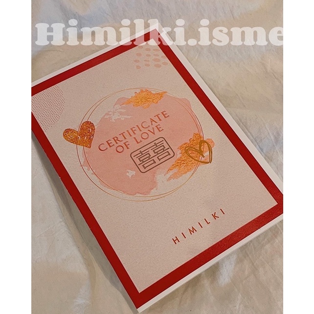 Thiệp chứng chỉ tình yêu Himilki.isme CERTIFICATE OF LOVE