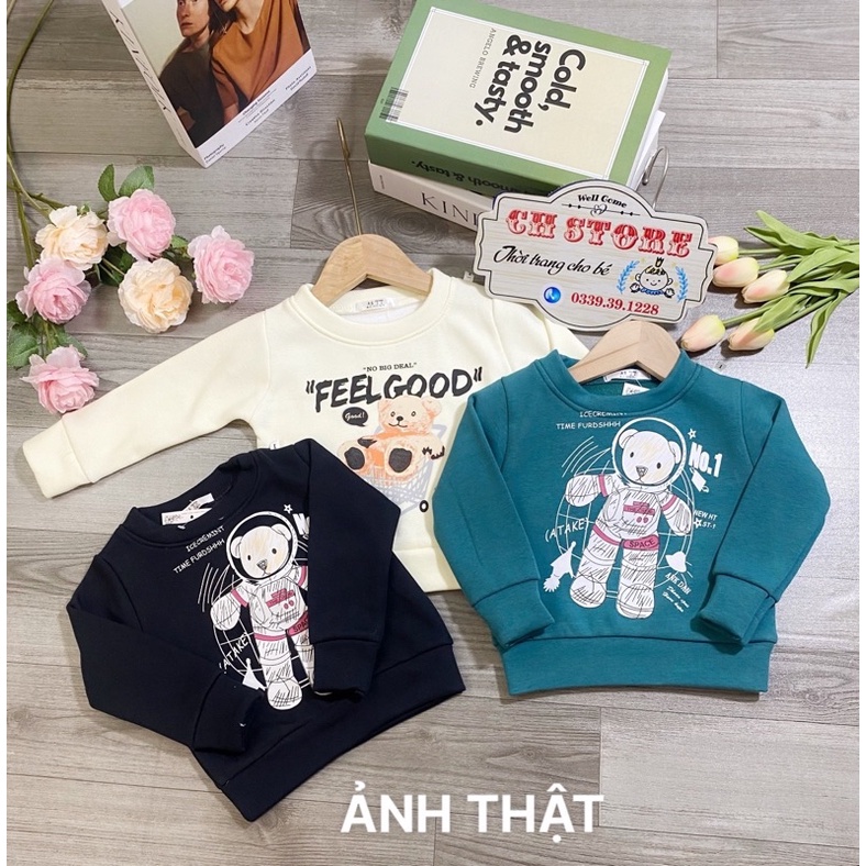 Áo nỉ trẻ em lót lông cao cấp cực dày dặn 8-22kg dành cho bé trai và bé gái giữ ấm cực tốt