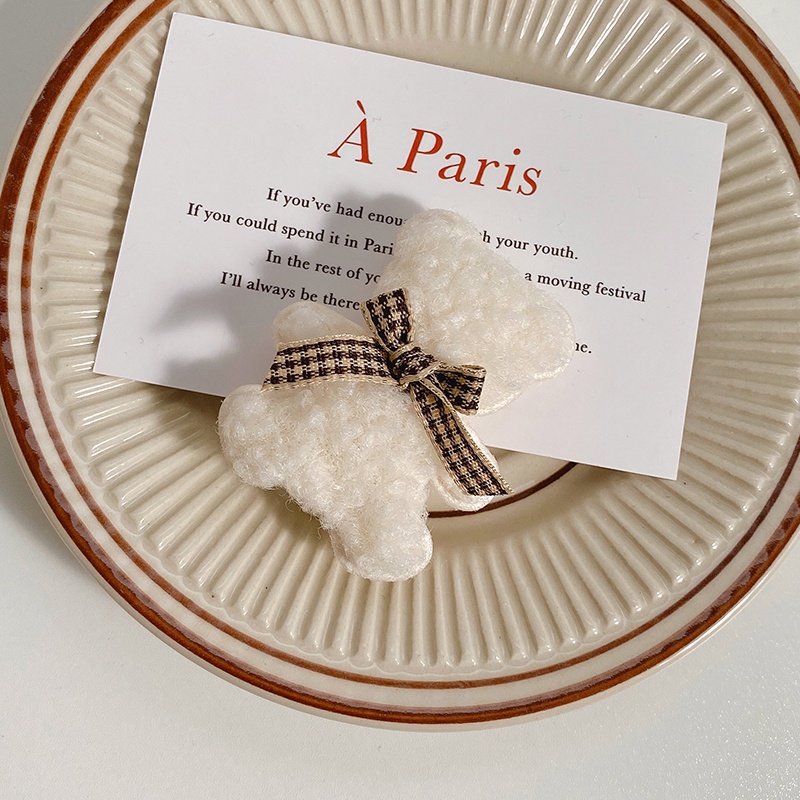 Kẹp tóc hình chú gấu bằng len dễ thương xinh xắn