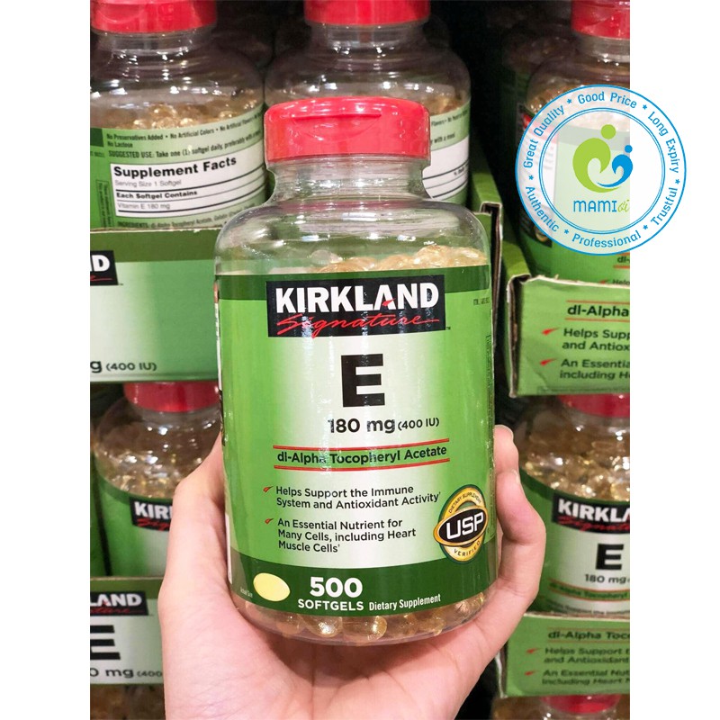 Vitamin E thiên nhiên (500v) làm sáng da, ngăn ngừa lão hóa cho phụ nữ trên 12 tuổi Kirkland Signature 400 I.U, USA