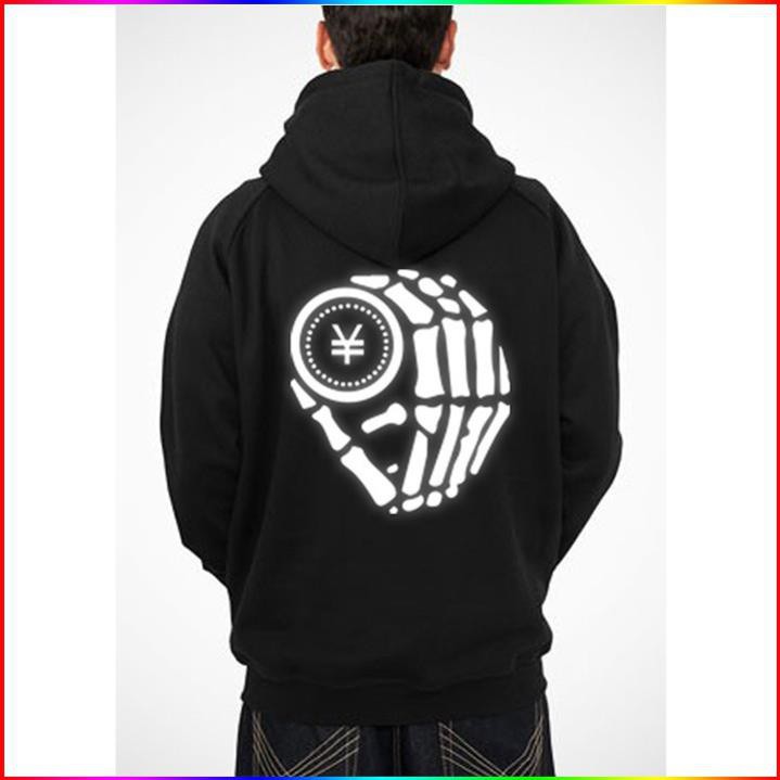 HOT- Áo Hoodie Unisex Phản Quang Dirty Coin Bàn Tay Xương Cực Chất | Xưởng áo thun giá sỉ - siêu sốc