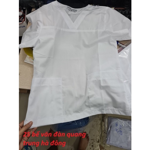 Áo blouse y tá nữ cổ tim - áo blu dược sĩ, y tá, điều dưỡng nữ cỗ chữ V cao cấp vải non