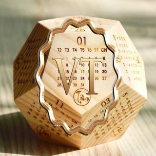 Lịch gỗ cao cấp lục giác 12 mặt năm 2021- Loại 1