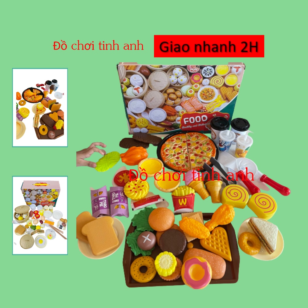 - Bộ đồ chơi nấu ăn 58 chi tiết món ăn Dimsum hoặc Pizza có hộp