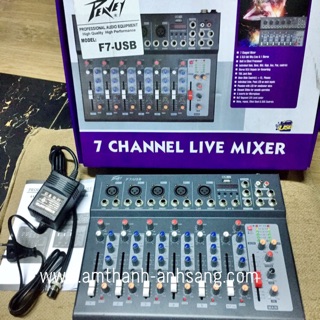 Mixer f7 USB, mixer karaoke mini, mixer 7 line có USB