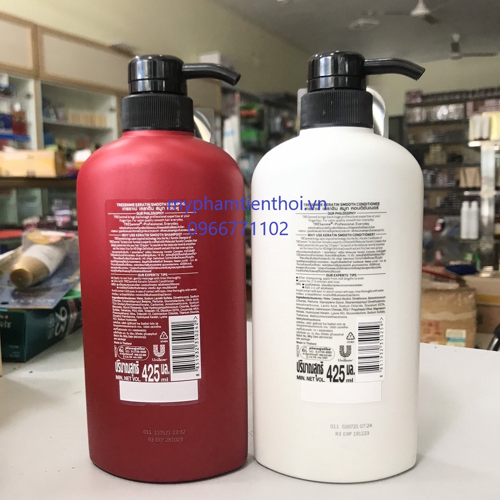 Bộ Dầu Gội THÁI LAN Tresemme 425+425ml Đỏ Keratin Smooth