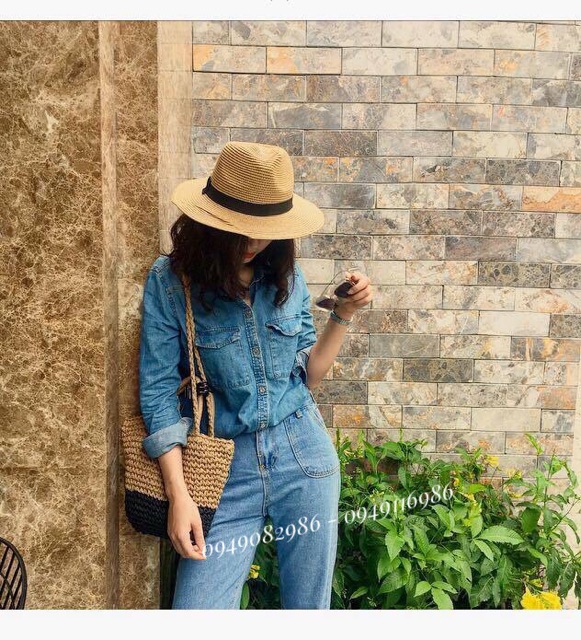 Mũ cói fedora đi biển dành Tiệm Cô Hìn cho nam nữ phù hợp từ nhiều kiểu trang phục thích hợp đi biển ship 1h lỗi 1 đổi 1