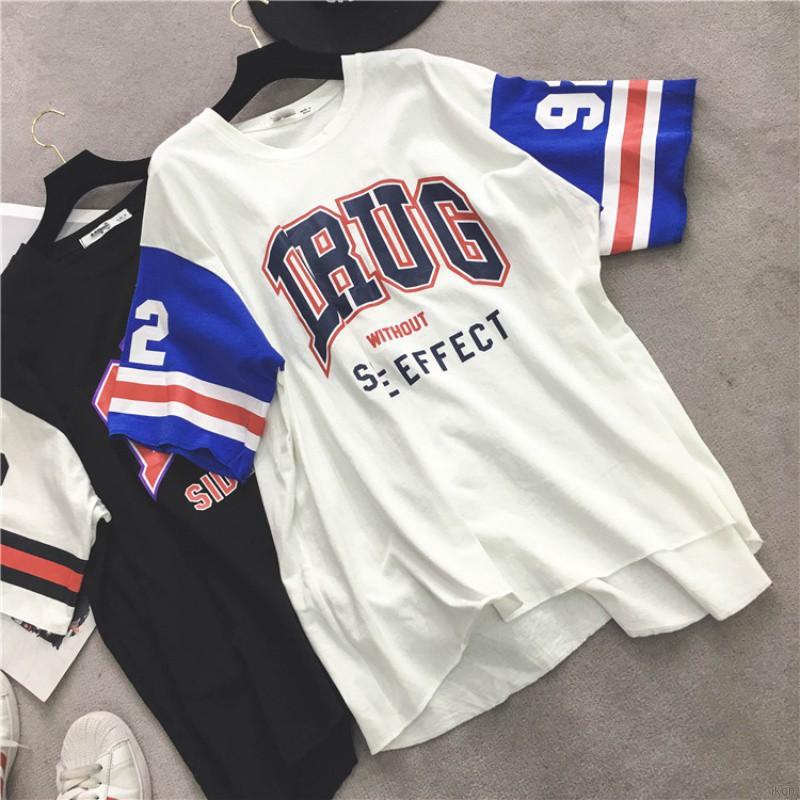 Áo thun dáng rộng ngắn tay in chữ thời trang cho nữ