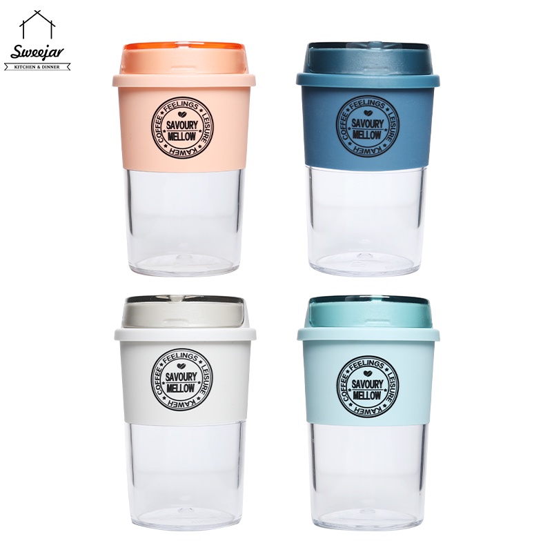 Sweejar Ly Uống Nước Bằng PP Trong Suốt Kèm Nắp Đậy Tiện Dụng Dung Tích 300ML