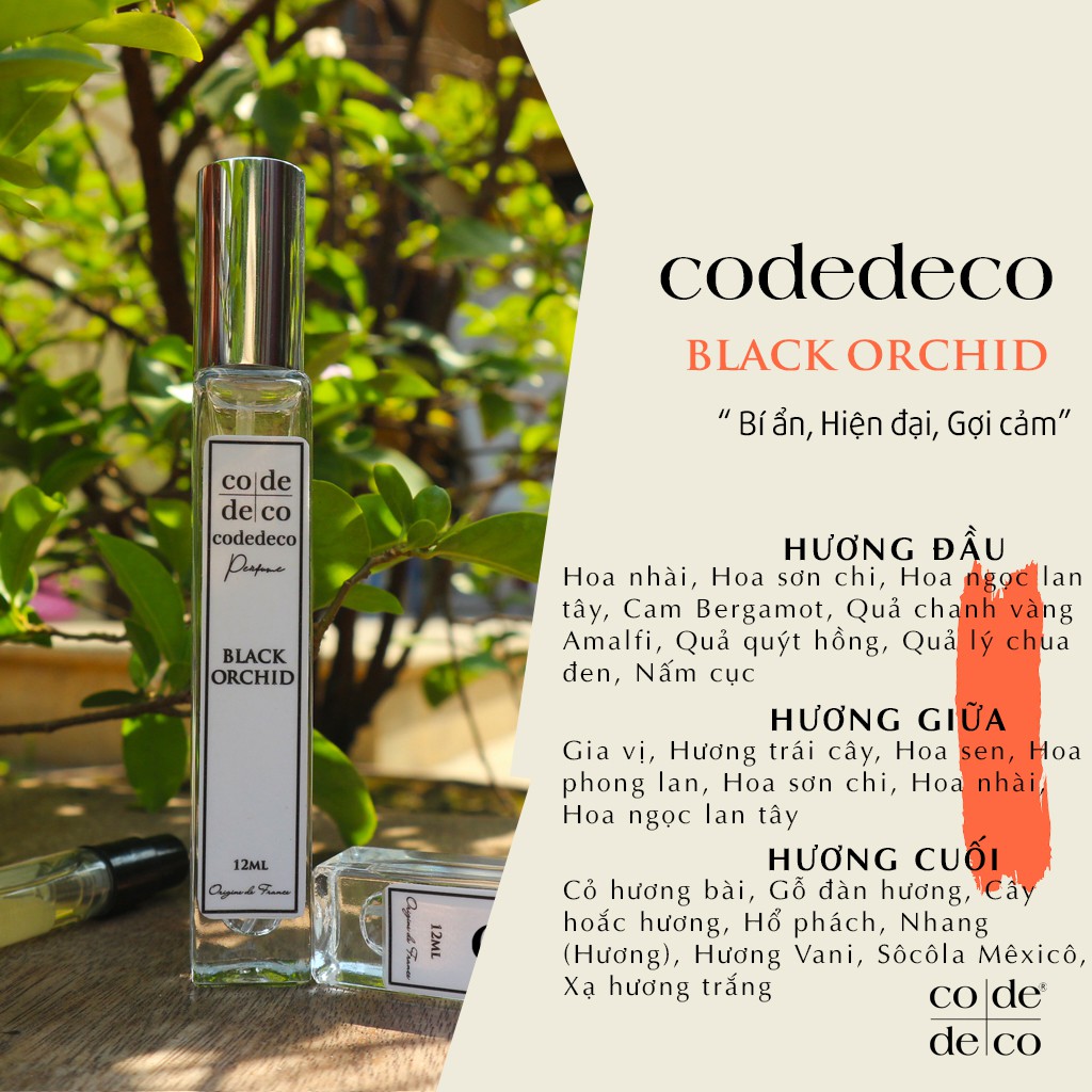 Tinh Dầu Nước Hoa Dạng Xịt Code Deco Black Orchid 10ml, Bí ẩn, Hiện đại, Gợi cảm, Tiện Lợi, Nhỏ Gọn