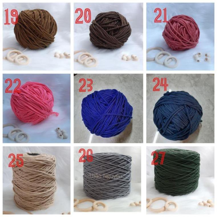 Dây thừng đan macrame , dây cotton  xoắn 3-3mm. Nhiều màu sắc