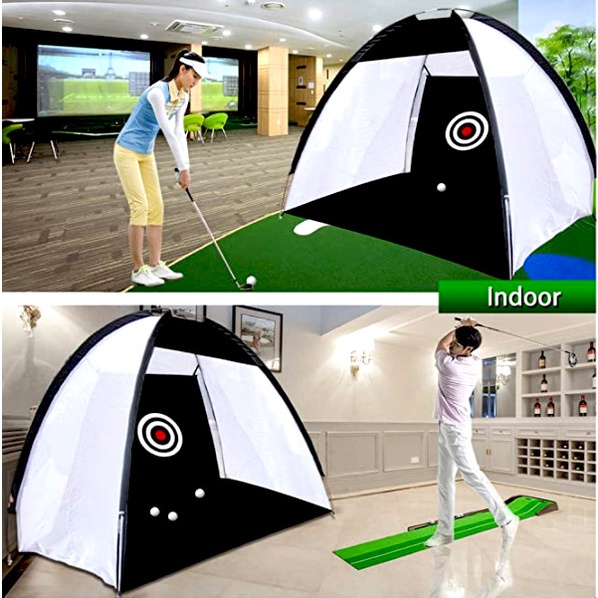 New 2022-Full bộ tập cơ bản cho người chơi GOLF - 04 Sản phẩm (Thảm Swing 0.3m + Lều + Thảm Putting LANE dài + Gậy PUTT)
