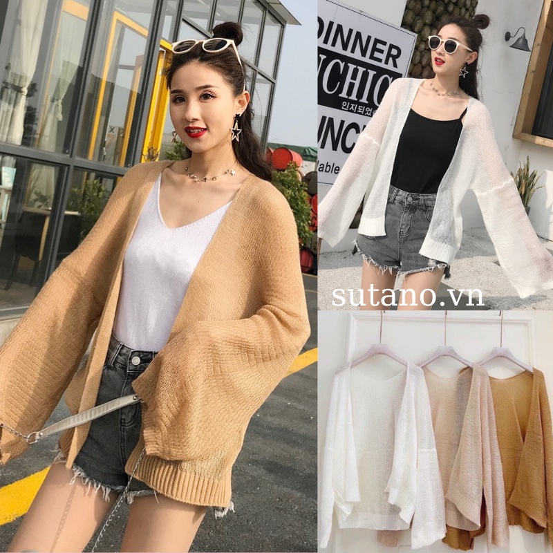 áo khoác cardigan len mỏng kiểu dáng hàn quốc mặc 4 mùa chất len đẹp SUTANO
