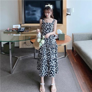 Đầm hoa cúc maxi tầng (có hình thật)