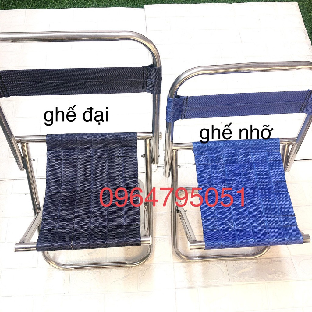 ghế ngồi inox xếp gọn (câu cá hay thư giãn)