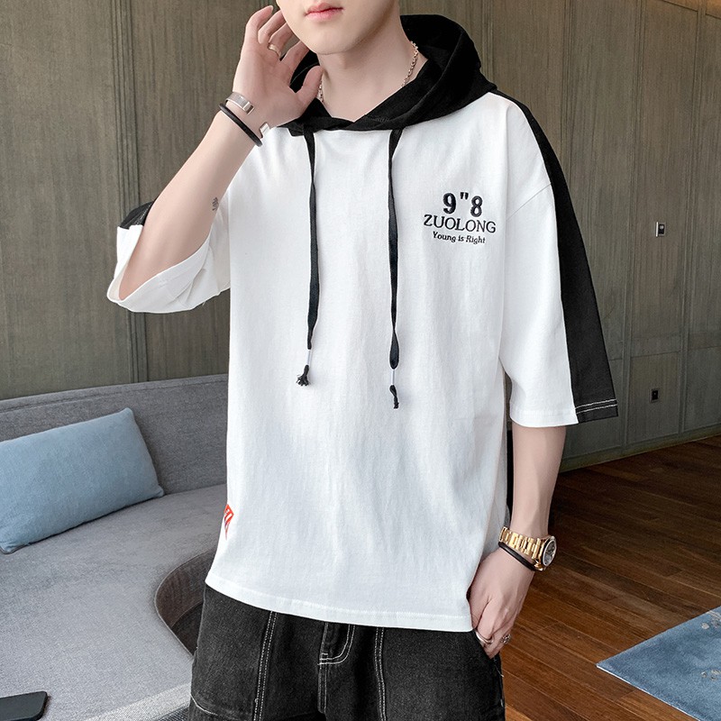 Áo Hoodie Ngắn Tay Dáng Rộng Thời Trang Mùa Hè Dành Cho Nam Sinh