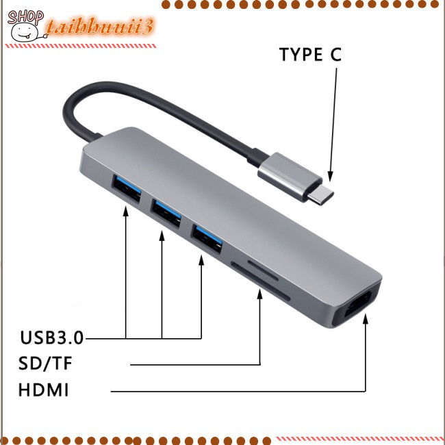 Sản phẩm mới bán chạy nhất Usb C Hub Multiport Adapter Type-c To Hdmi-compatible Docking Station Usb 3.0 Sd/tf Card Reader