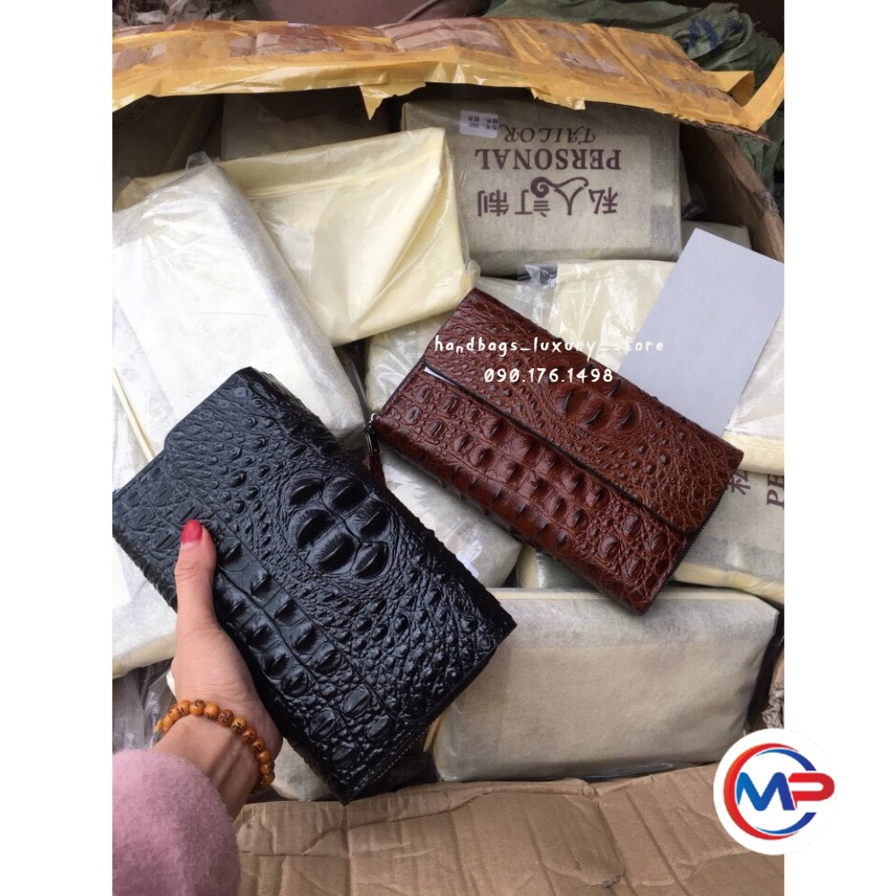 𝑭𝑹𝑬𝑬𝑺𝑯𝑰𝑷  Clutch Ví Cầm Tay Da Cá Sấu Vân Nổi shop sỉ toàn quốc