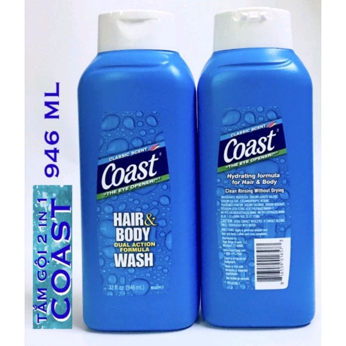 Sữa Tắm Gội 2 Trong 1 Dành Cho Nam Coast Hair & Body Wash