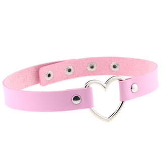 Vòng cổ choker da Pu khoen tim